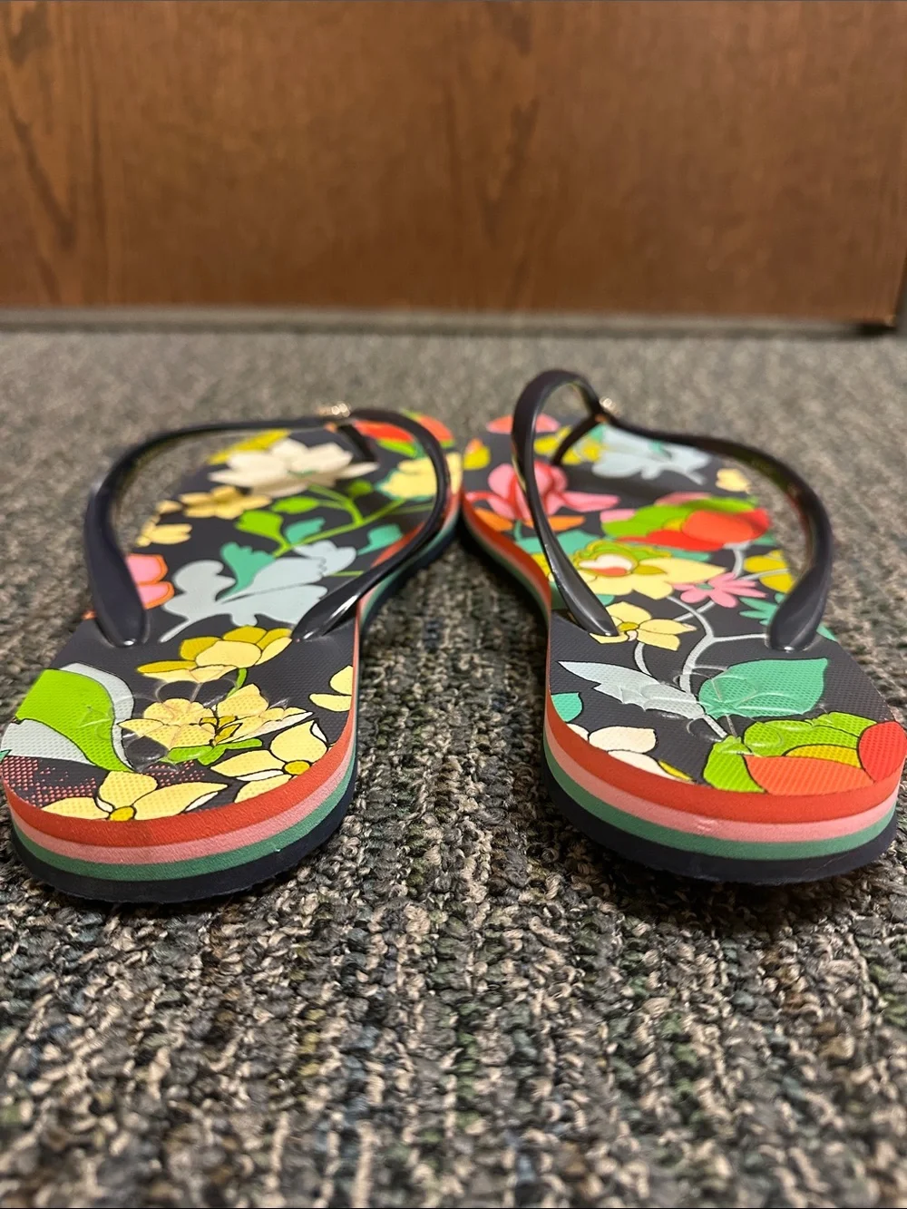 kate spade Floral Flip Flop Sandals - Navy Straps with Multicolor Print